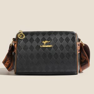 Textured Plaid Women Embossed Messenger Bag